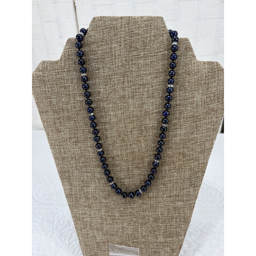 The Danberry Mint NEW navy pearlwith rhinestones necklace & earrings